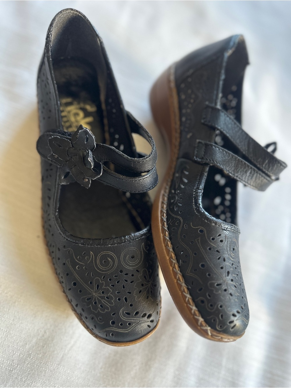 Rieker Antistress Black Leather Mary Jane Shoes | 37